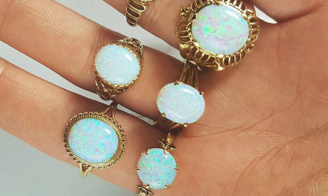 opal engagement rings gold round gemstone