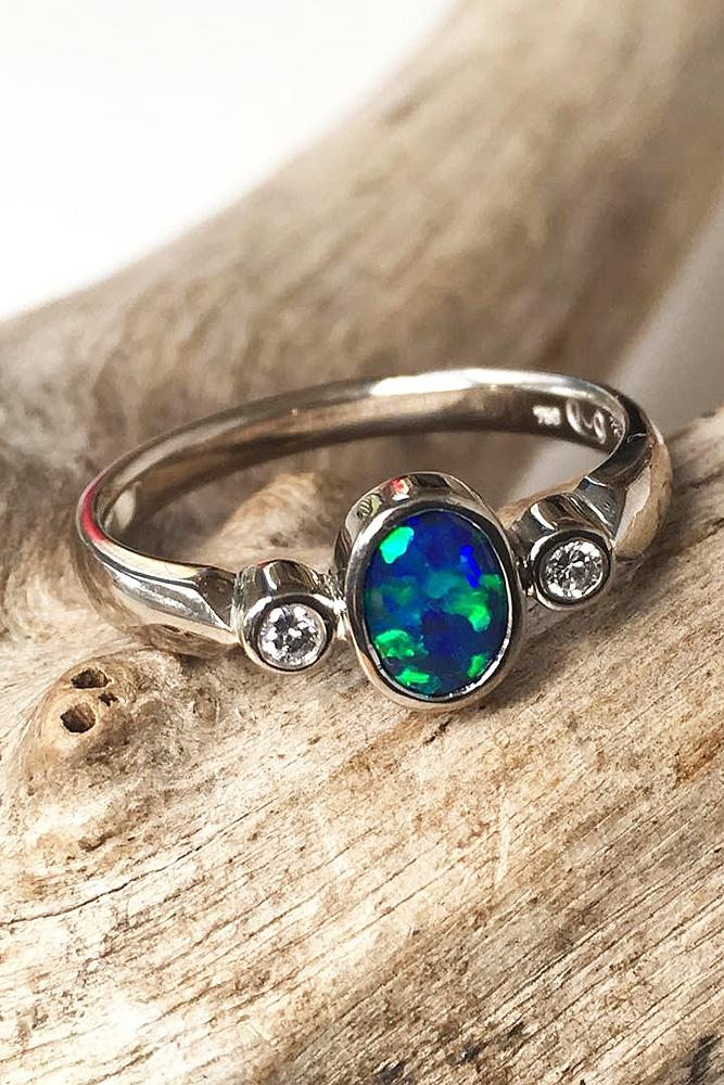 blue opal engagement ring