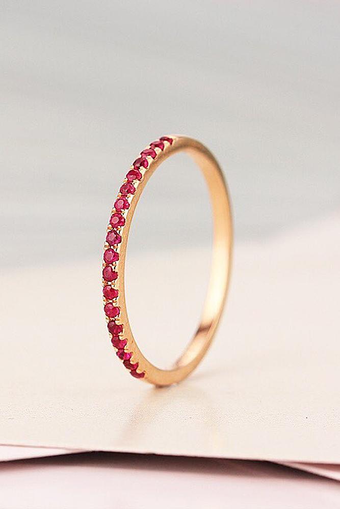 ruby engagement rings band rose gold pave