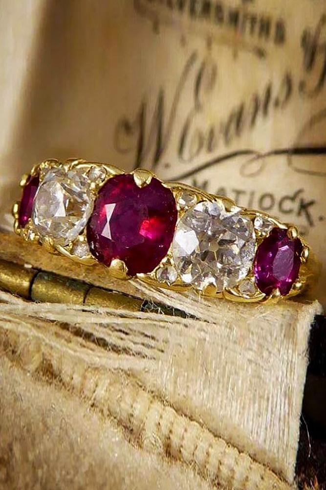 ruby engagement rings oval cut yellow gold vintage