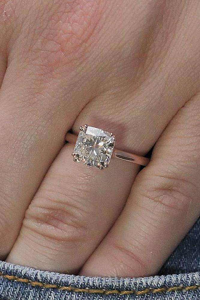 simple engagement rings cushion cut diamond rose gold solitaire