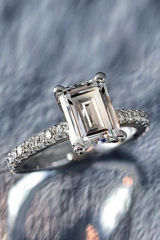 simple engagement rings emerald cut diamond white gold