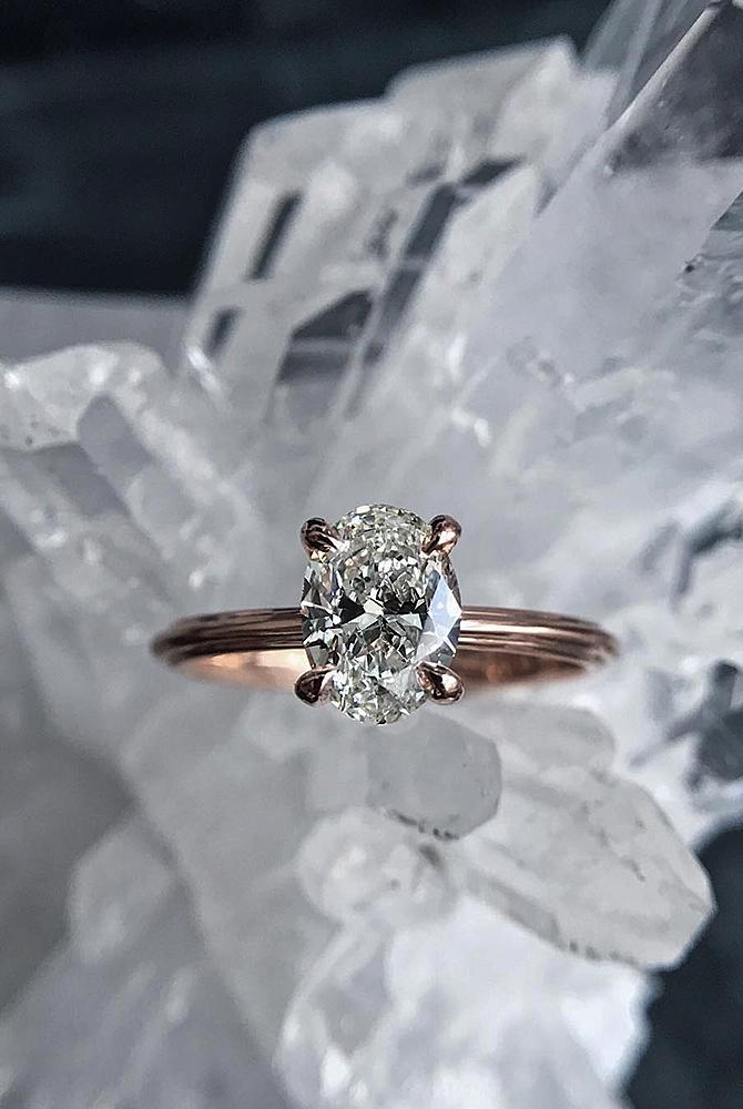 simple engagement rings oval cut diamond solitaire rose gold