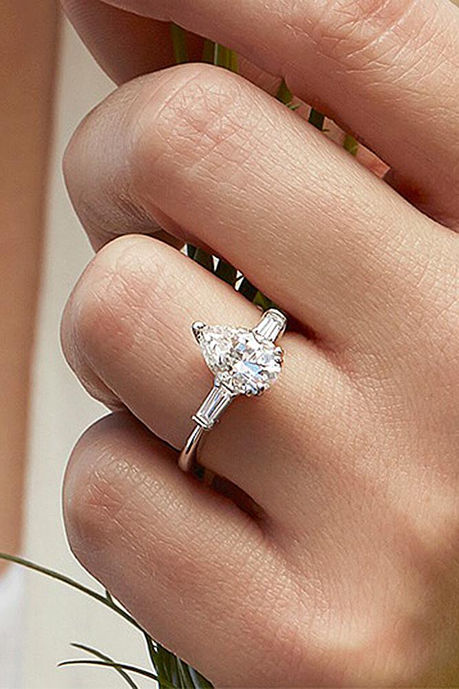 simple engagement rings pear cut white gold solitaire