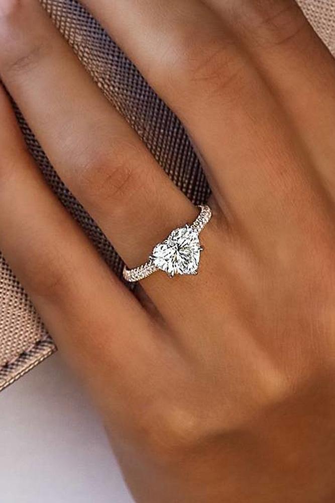simple engagement rings white gold classic solitaire heart cut diamond sparkling