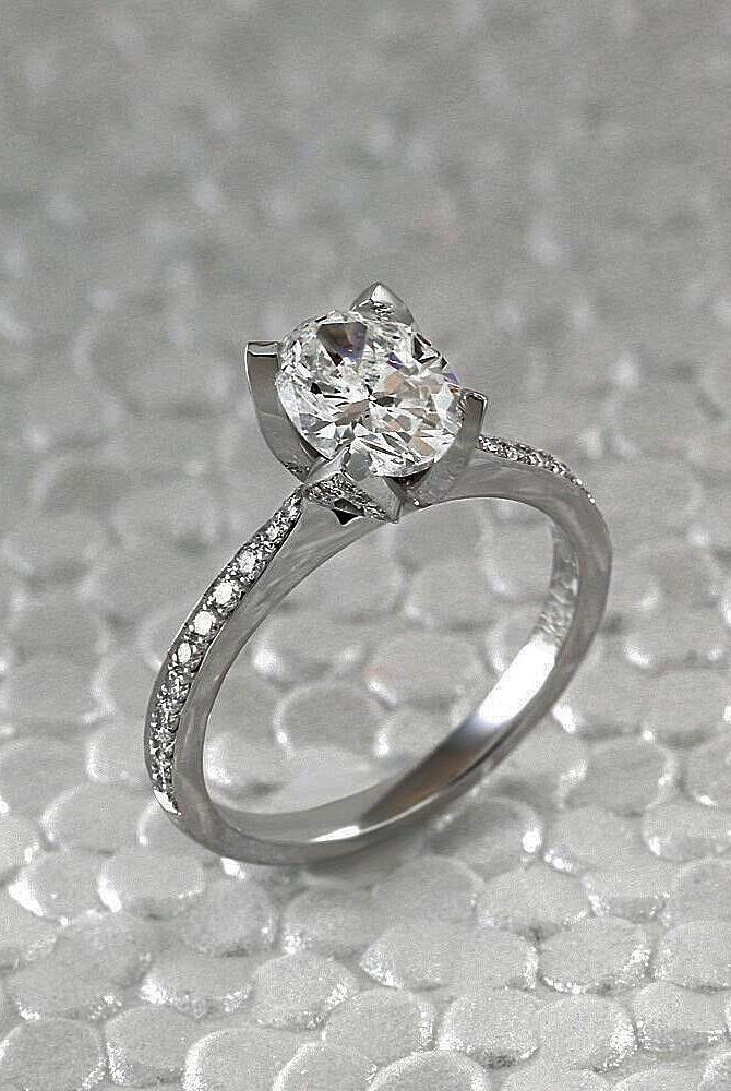 simple engagement rings white gold pave band solitaire
