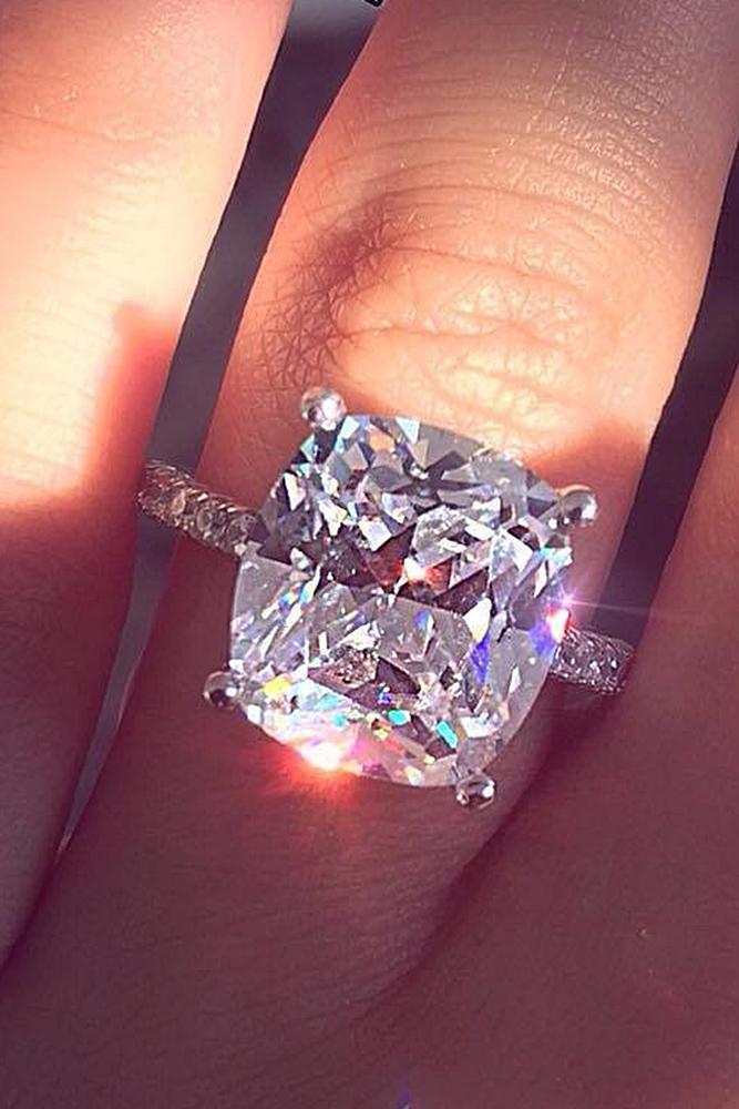 simple engagement rings white gold solitaire cushion cut diamond brilliant