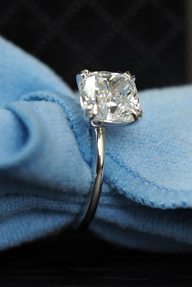 simple engagement rings white gold solitaire cushion cut diamond special