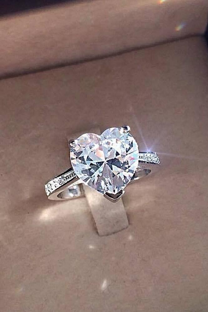 simple engagement rings white gold solitaire heart cut diamond perfect