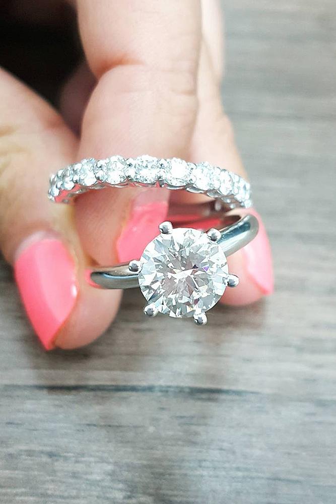 simple engagement rings white gold wedding set round cut