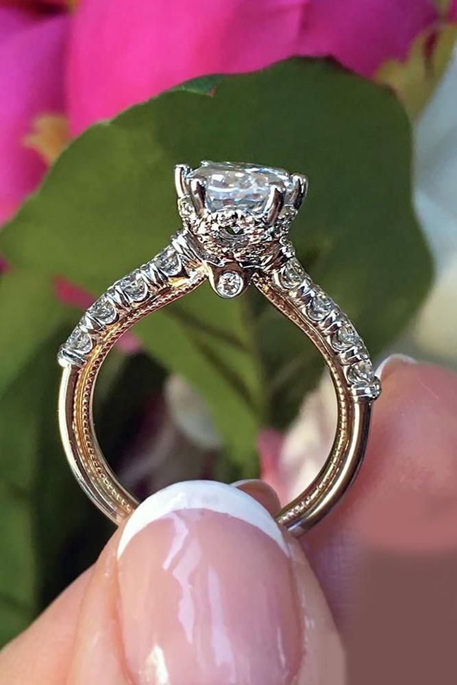 verragio engagement rings cathedral diamond white rose gold