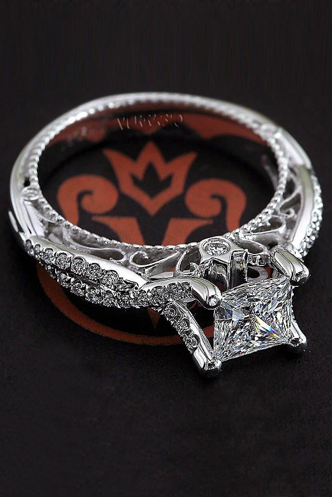verragio engagement rings princess cut diamond pave band twist white gold
