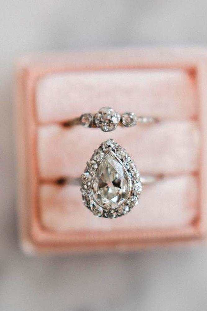 vintage wedding rings pear cut diamond white gold