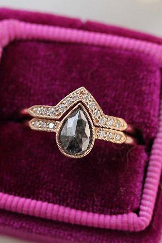 vintage wedding rings pear cut rose gold
