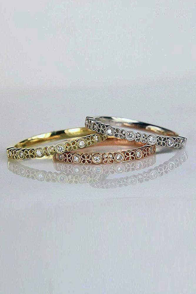 vintage wedding rings stackable bands rose white yellow gold