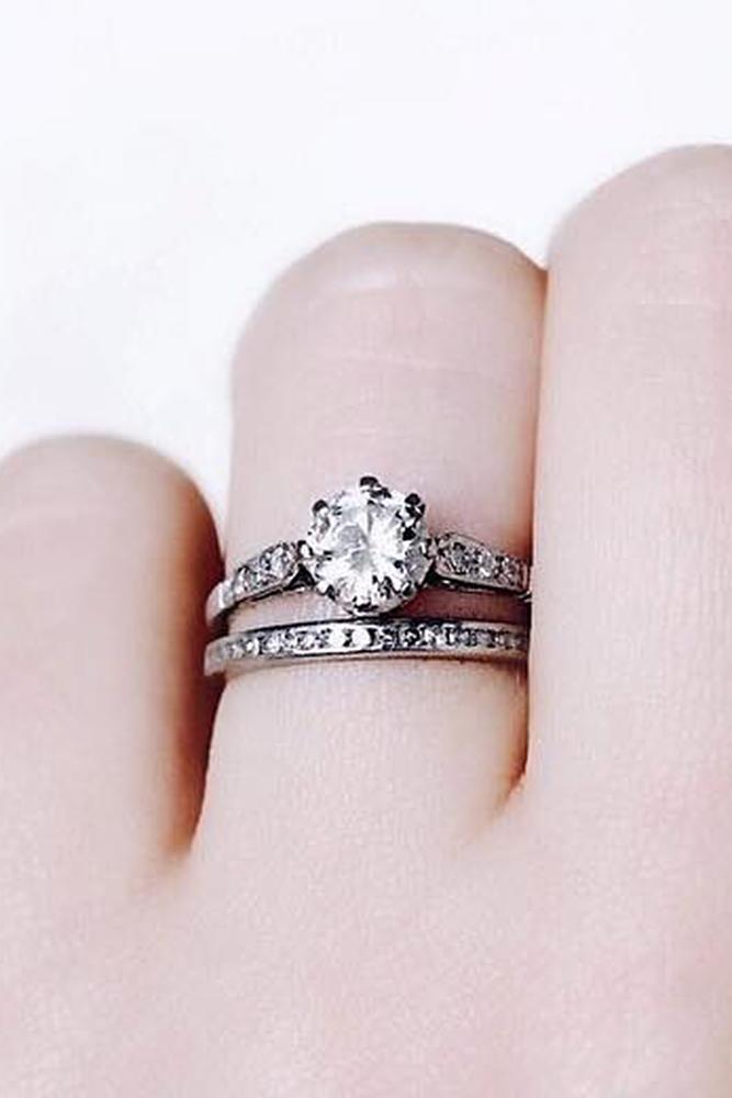 vintage wedding rings white gold round cut diamond