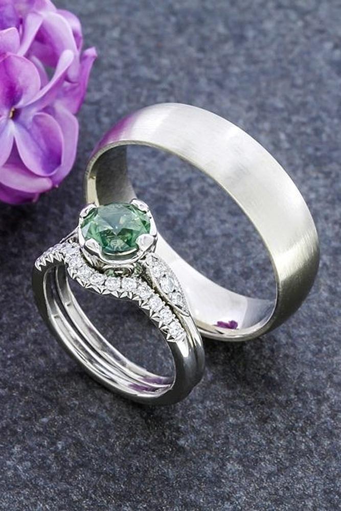vintage wedding rings white gold round cut gemstone