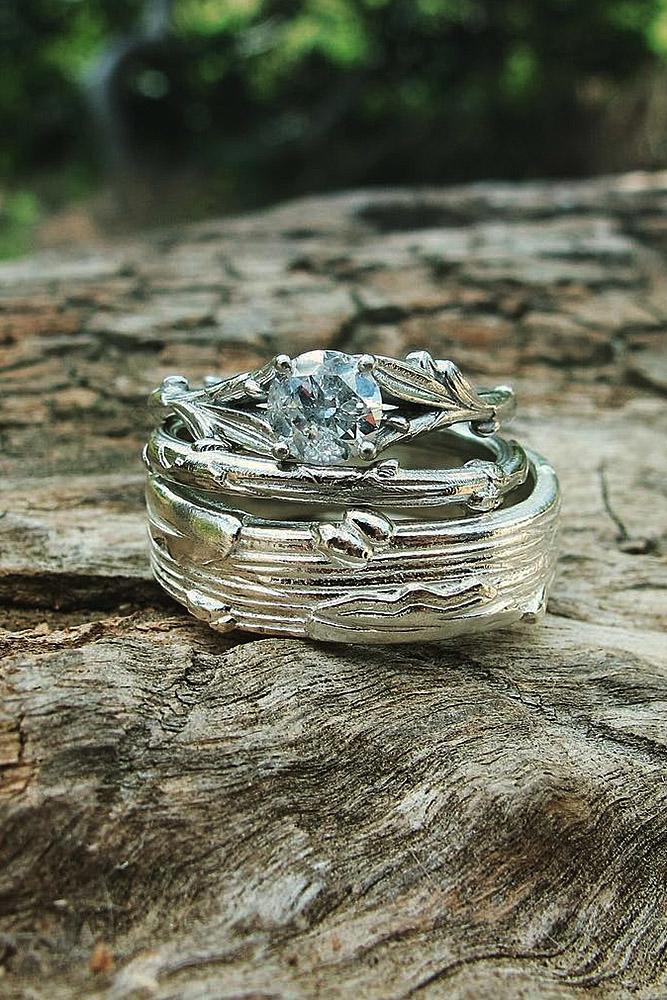 vintage wedding rings white gold solitaire round cut diamond