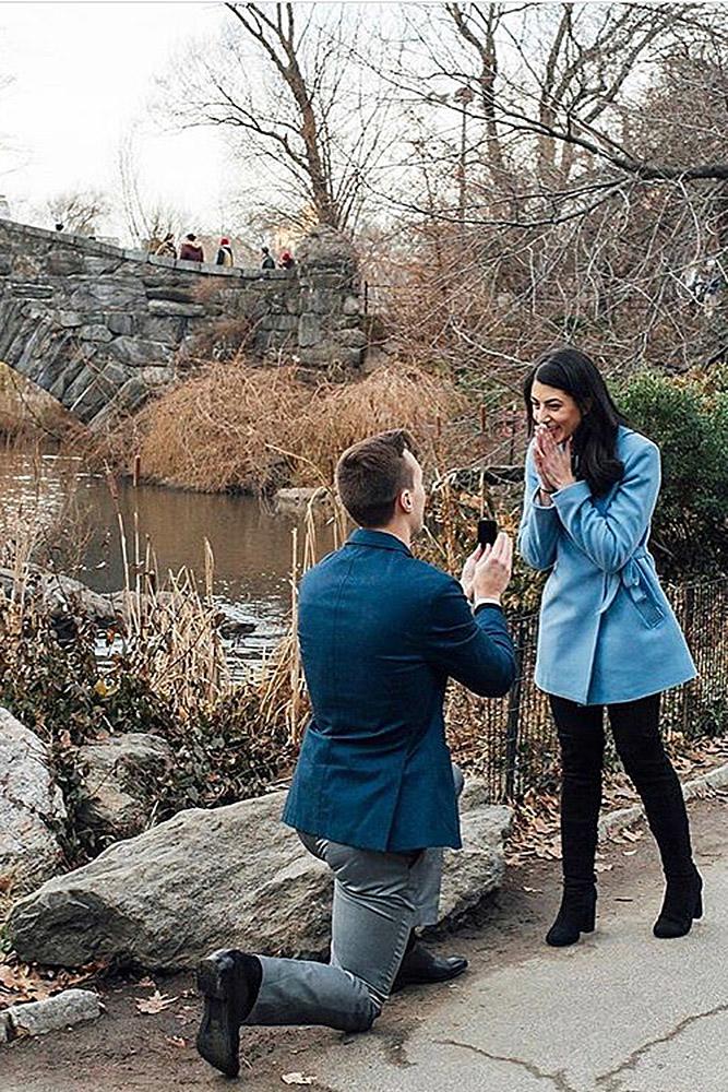wedding proposal couple park engagement