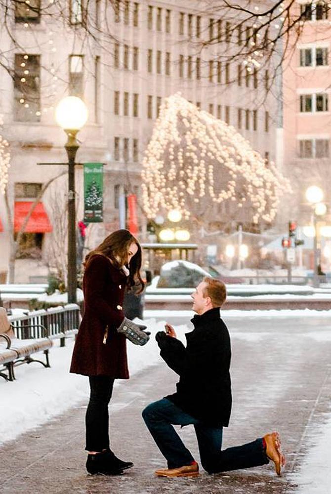 wedding proposal couple romantic city lights