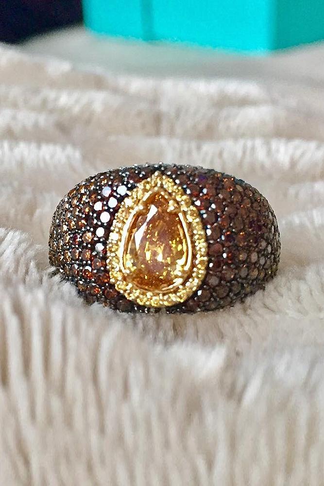 yellow diamond engagement rings pear cut unique halo