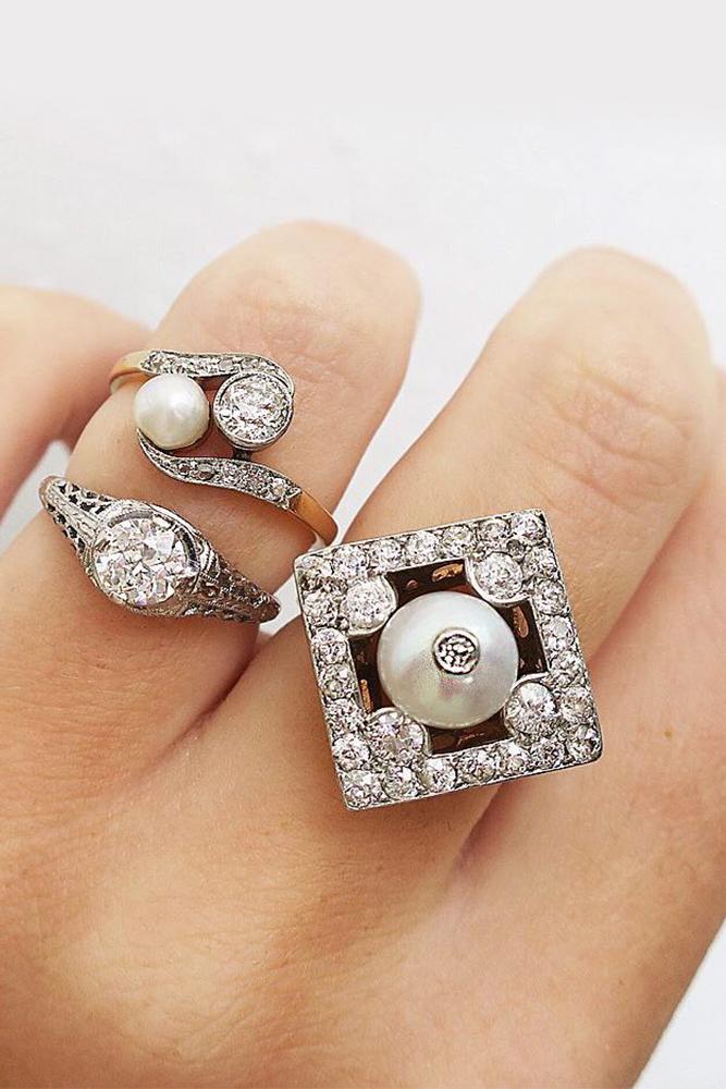 art deco engagement rings lozenge white gold halo