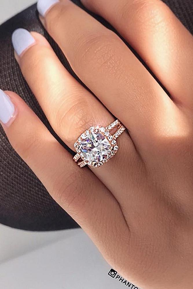 cheap engagement rings princess cut halo split pave band