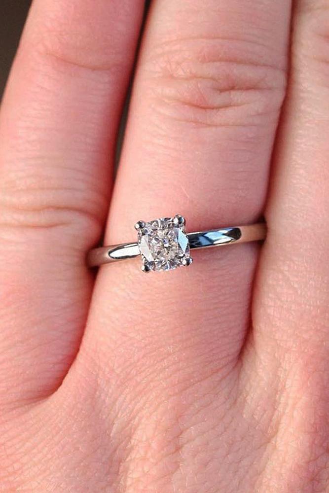 classic engagement rings cushion cut diamond rose gold solitaire