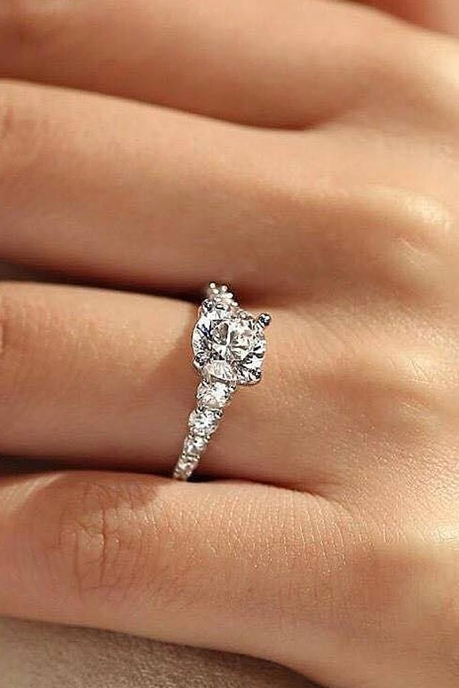 classic engagement rings diamond pave band white gold