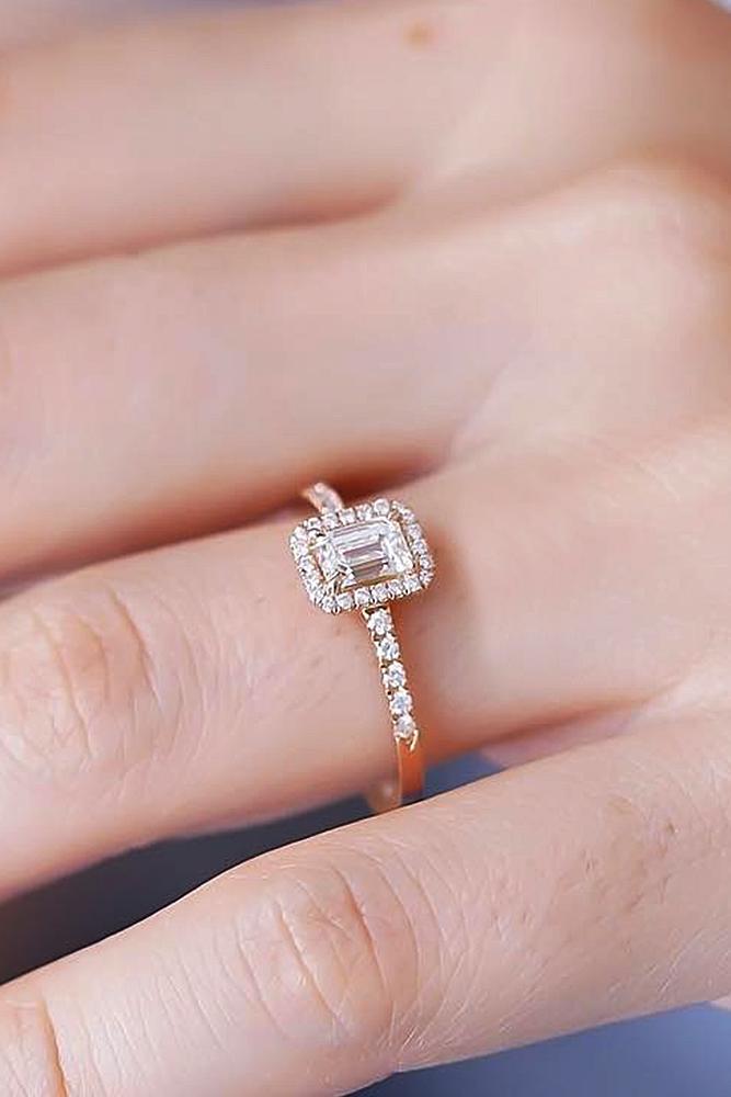 classic engagement rings halo emerald cut diamond