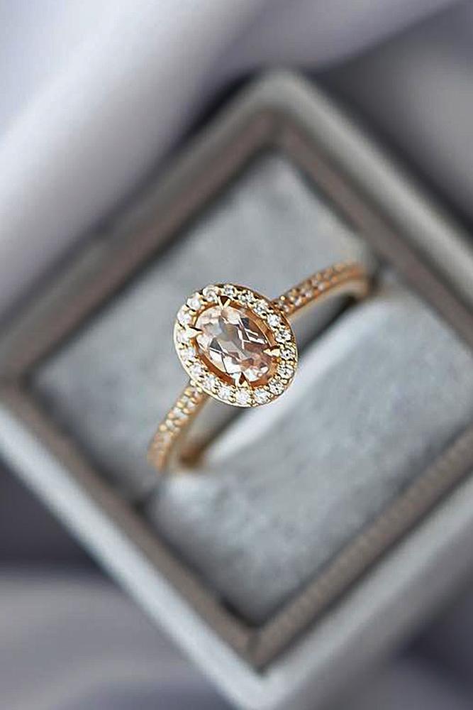 classic engagement rings oval cut halo rose gold