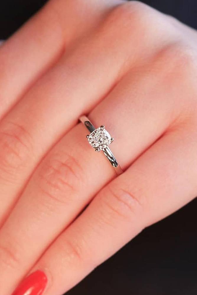 classic engagement rings solitaire cushion cut diamond white gold