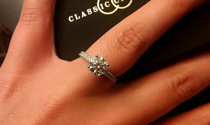 classic engagement rings solitaire pave band