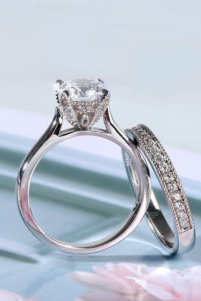 classic engagement rings solitaire round cut wedding set