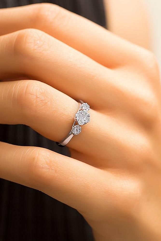 classic engagement rings three stones white gold