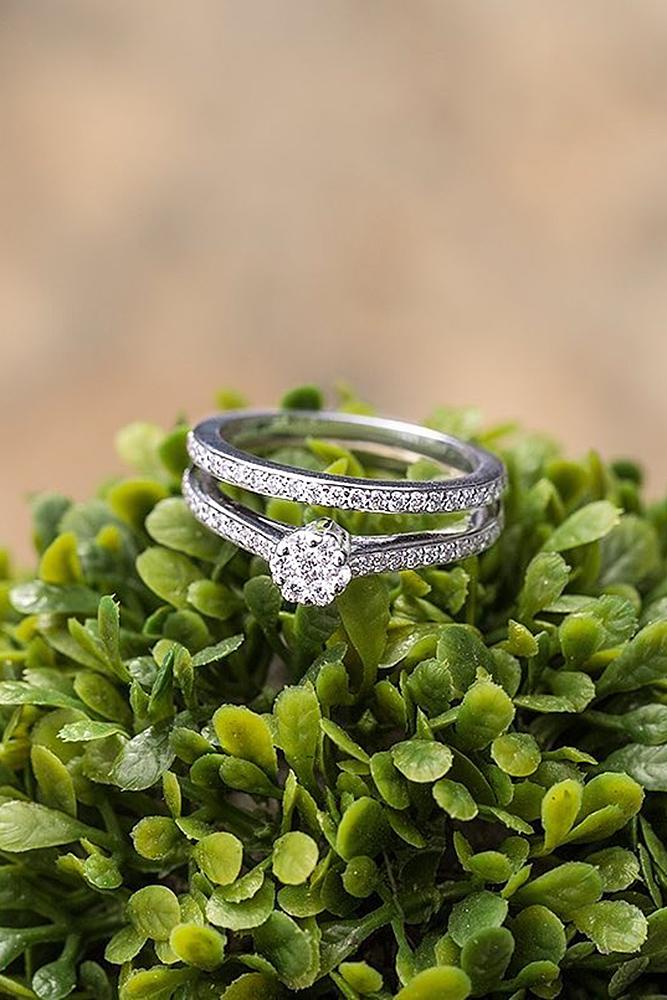 classic engagement rings wedding set white gold pave band