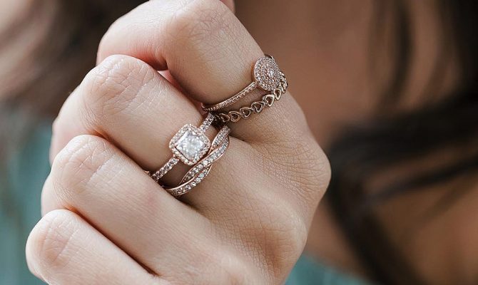 cubic zirconia engagement rings halo rose gold pave band