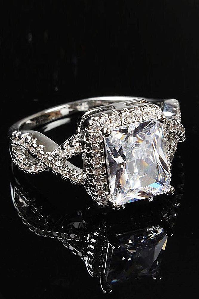 cubic zirconia engagement rings halo twist pave band princess cut
