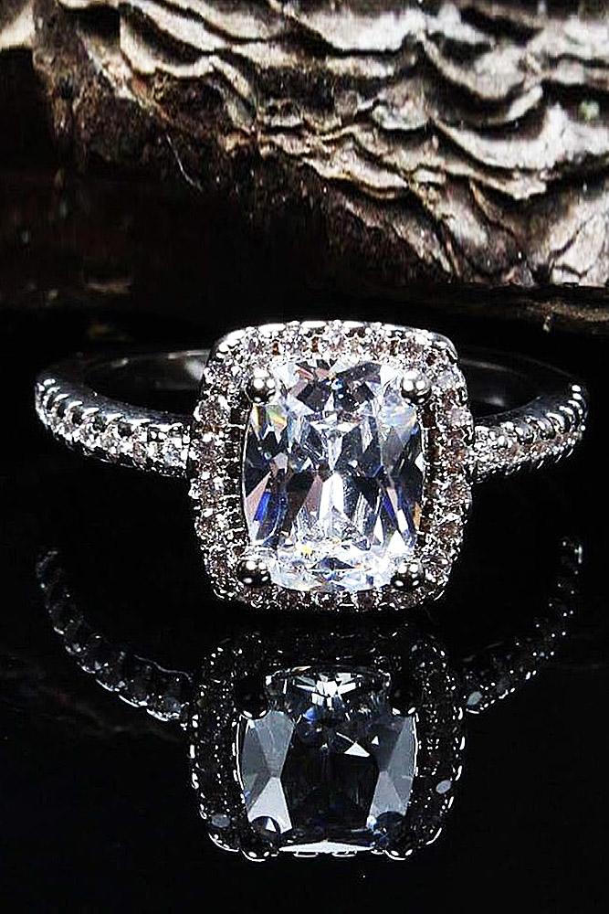 cubic zirconia engagement rings oval cut halo pave band