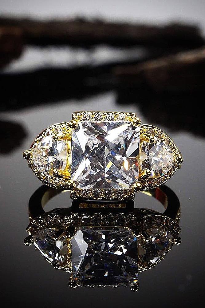 cubic zirconia engagement rings princess cut vintage halo