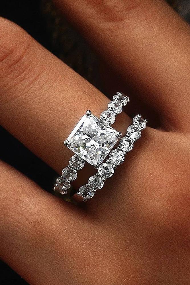 cubic zirconia engagement rings princess cut wedding set