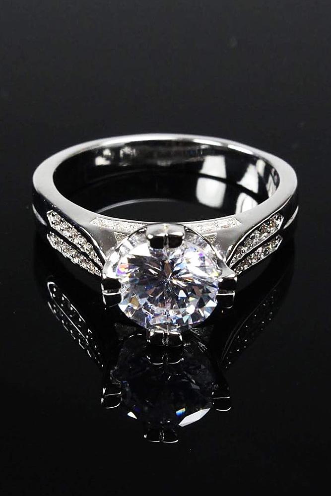 cubic zirconia engagement rings round cut solitaire