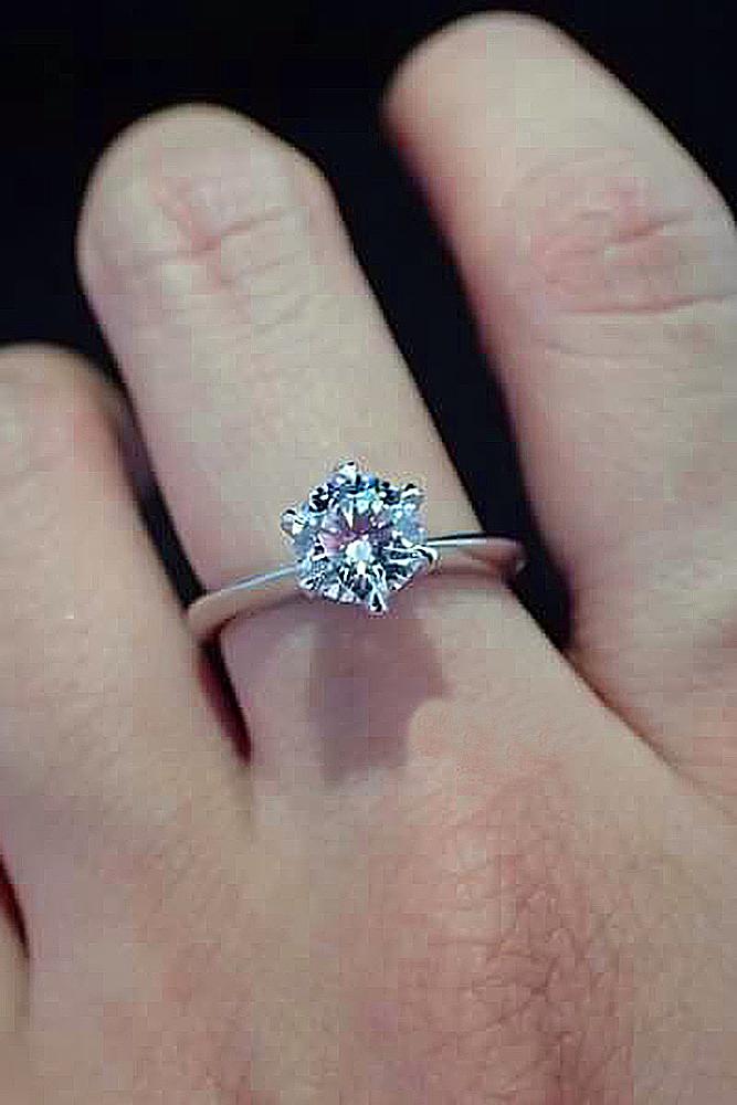 cubic zirconia engagement rings solitaire simple classic white gold