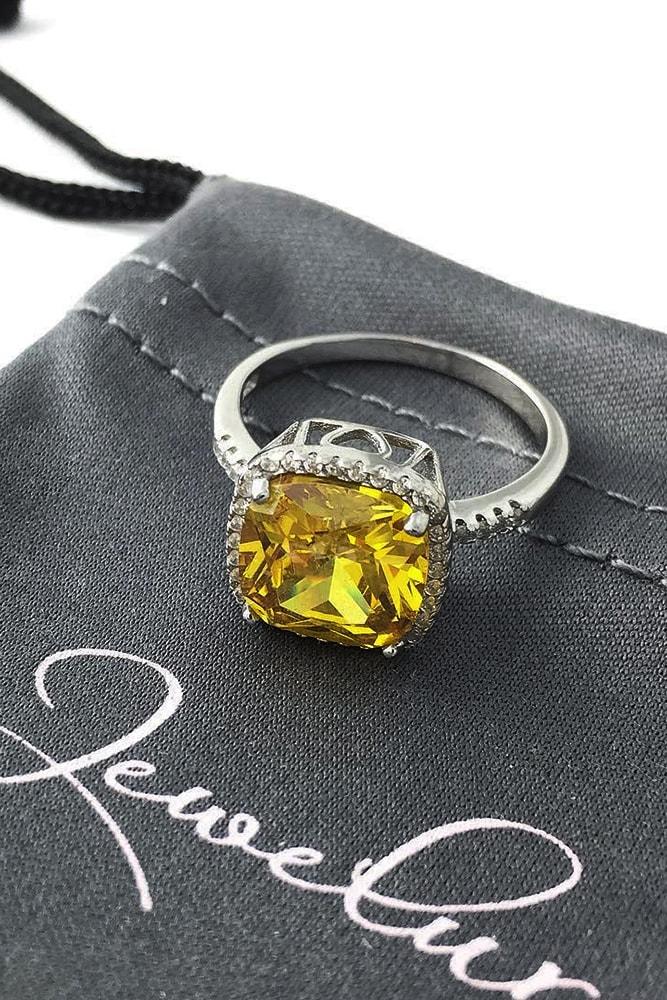 cubic zirconia engagement rings yellow cushion cut zirconia halo ring white gold pave band