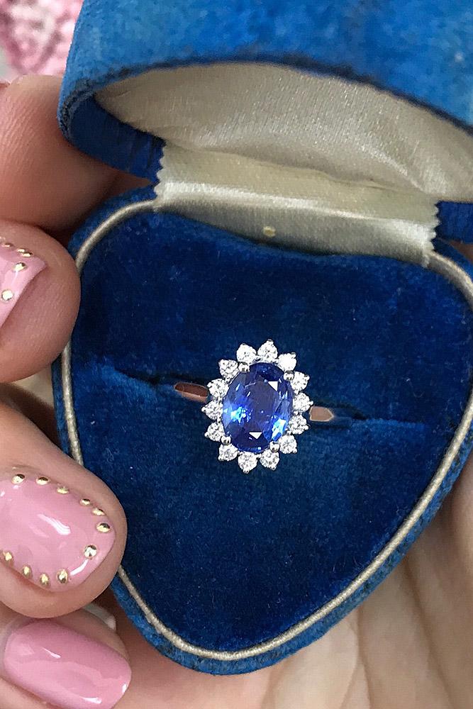 flower engagement rings halo gemstones sapphire oval