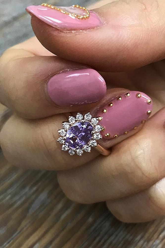 flower engagement rings oval cut halo