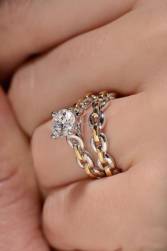 gold engagement rings gold wedding set twist solitaire