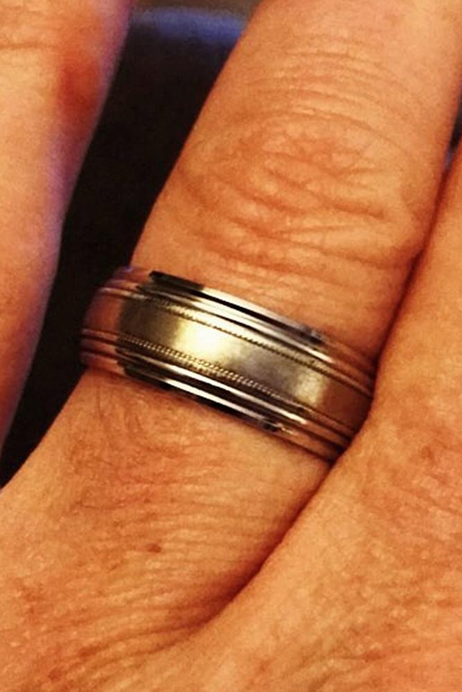 mens wedding bands yellow gold and white gold classic pave band for him