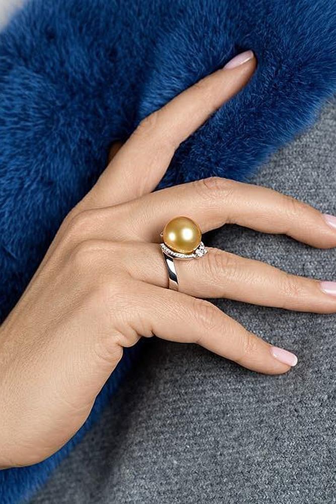 pearl engagement rings white gold modern unique