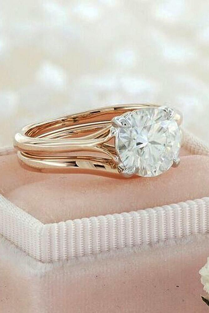 rose gold wedding rings round cut simple solitaire